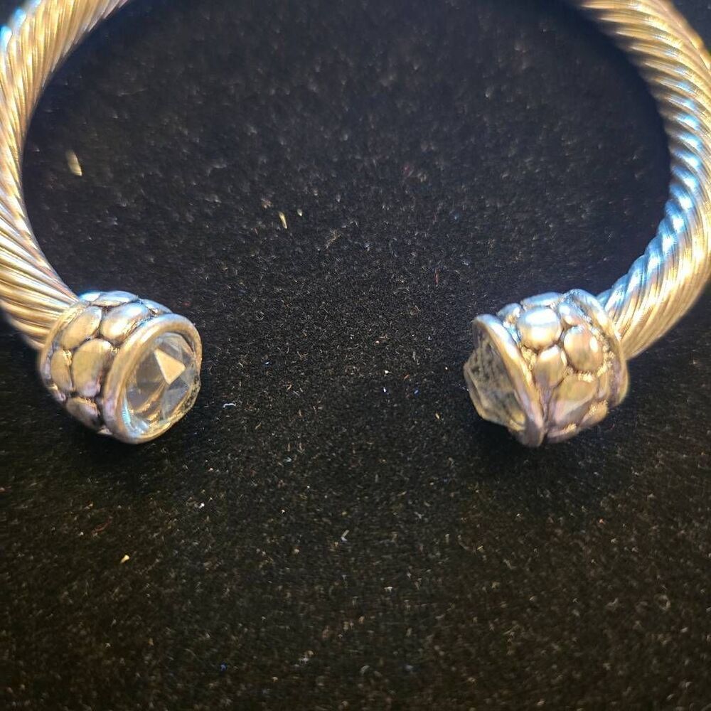 Silver Twisted Cuff Bracelet Rhinestone - Picture 3 of 6